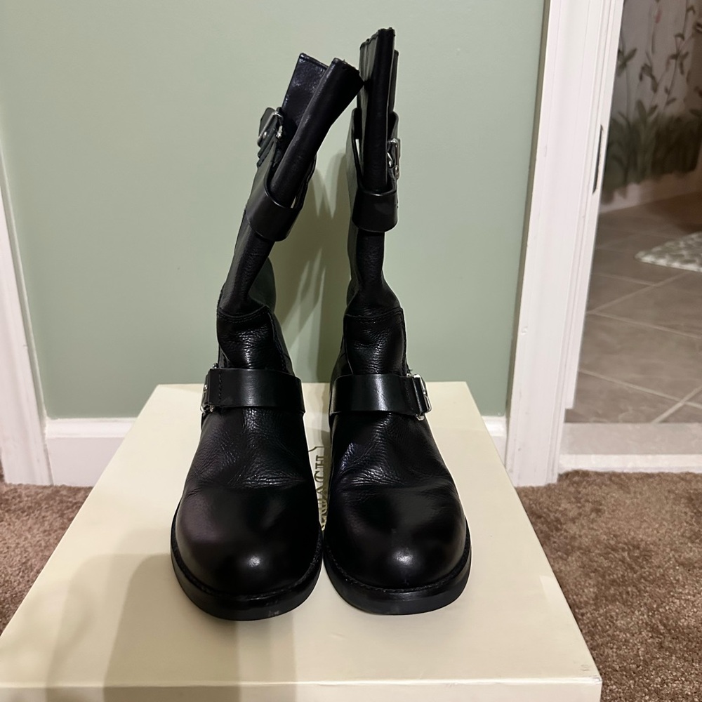 Coach Black Leather Combat Boots